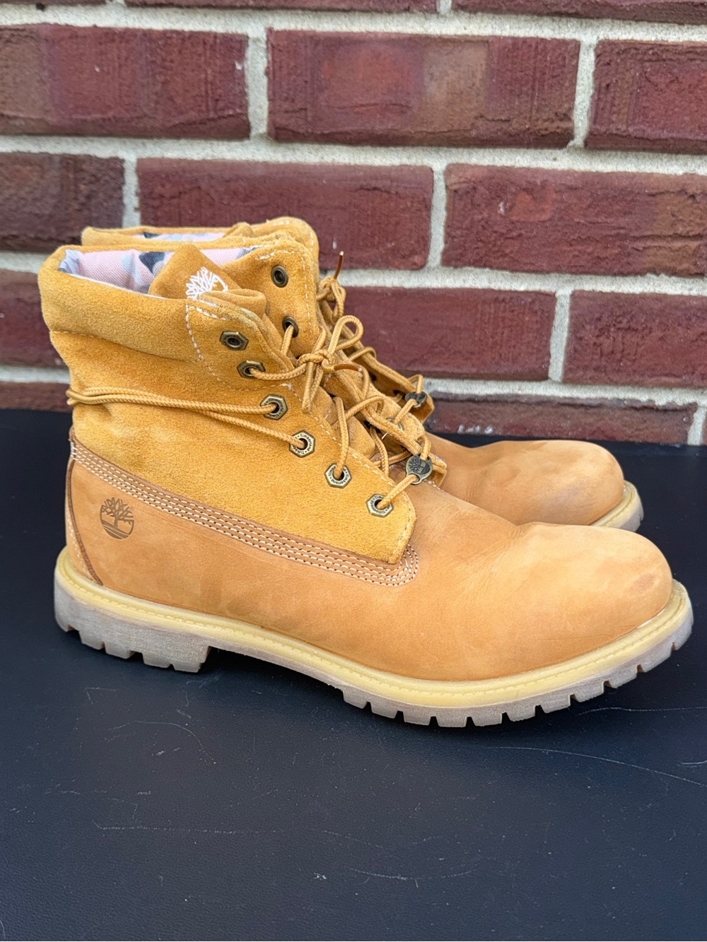 TIMBERLAND 6 Inch Roll Top Boots Women's Suede Leather Size 11 Wheat Camo A6140